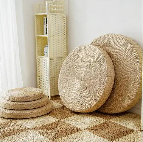 Natural Straw Sitting Mat - Japanese Tatami Cushion for Meditation, Yoga, and Tea