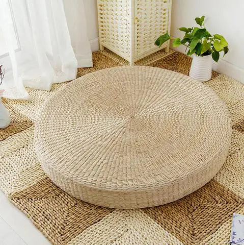 Natural Straw Sitting Mat - Japanese Tatami Cushion for Meditation, Yoga, and Tea