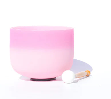 Dual-tone Rose Pink Crystal Singing Bowl for Sound Therapy