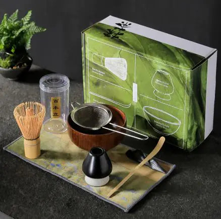 Premium Bamboo Matcha Whisk Set – Traditional Japanese Tea Ceremony Kit with Brush, Scraper & Accessories