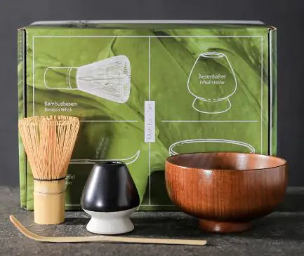 Premium Bamboo Matcha Whisk Set – Traditional Japanese Tea Ceremony Kit with Brush, Scraper & Accessories