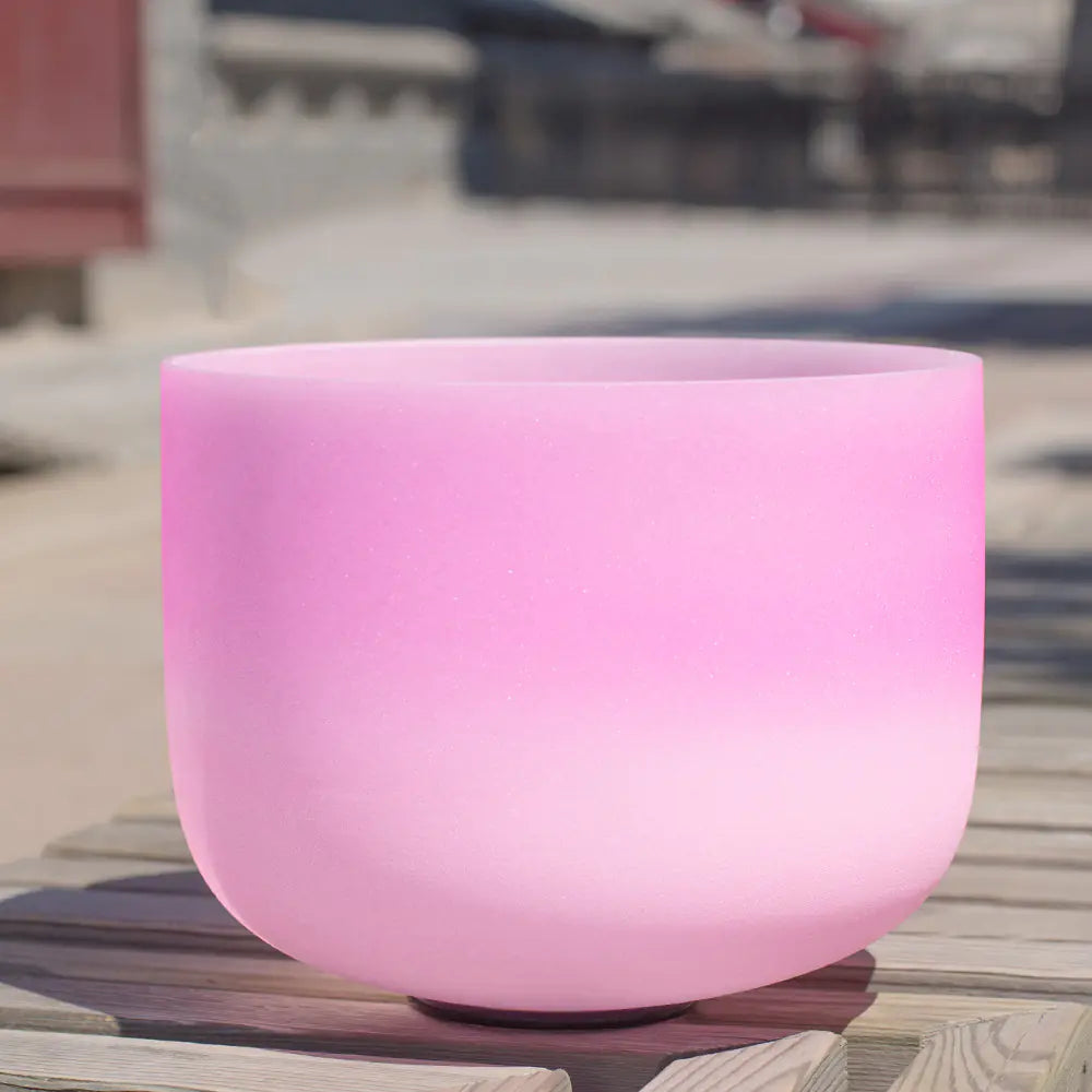 Dual-tone Rose Pink Crystal Singing Bowl for Sound Therapy