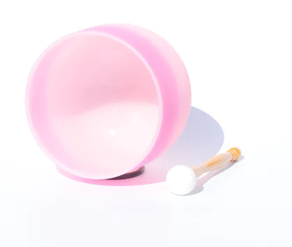 Dual-tone Rose Pink Crystal Singing Bowl for Sound Therapy